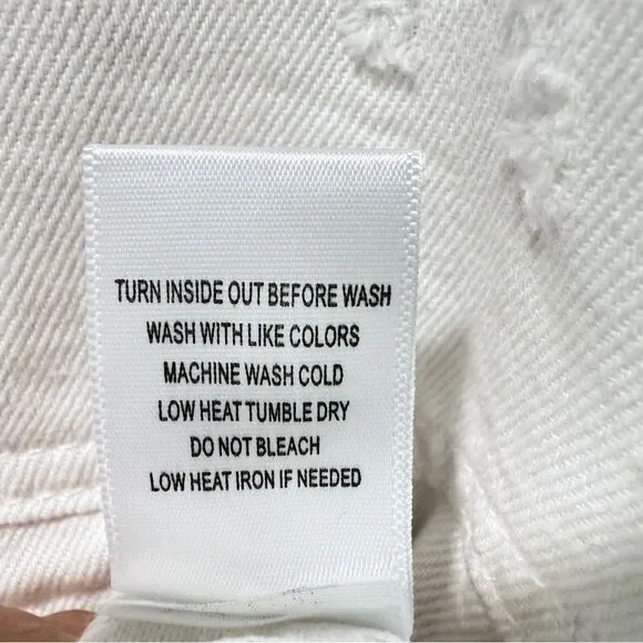 NWOT Dance & Marvel White Gray, Raw Hem, Crop Detachable Hoodie, Denim Jacket, - Picture 14 of 15